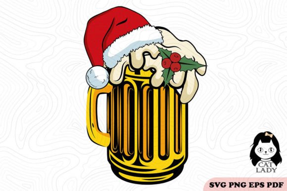 Christmas Beer Cup SVG PNG: Graphics for Crafts & Local Branding