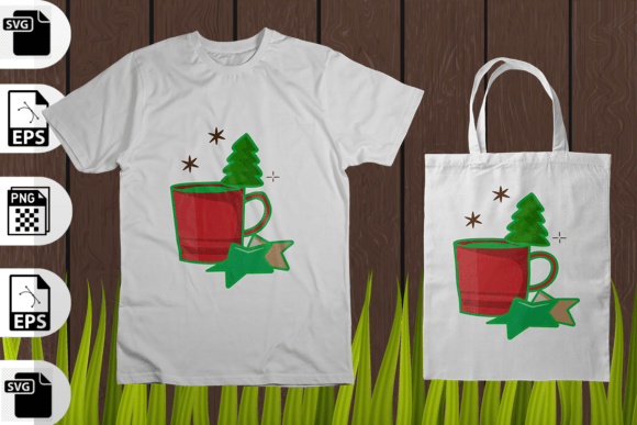 Christmas Coffee Cup SVG Graphics for T-Shirt Designs