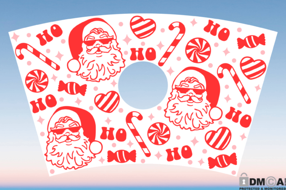 Christmas Santa Claus 24oz Venti Cup SVG Graphics & Print Templates