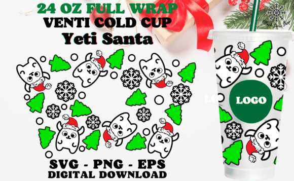 Cute Yeti Christmas Wrap Cold Cup SVG: Graphics & Crafts Asset Review