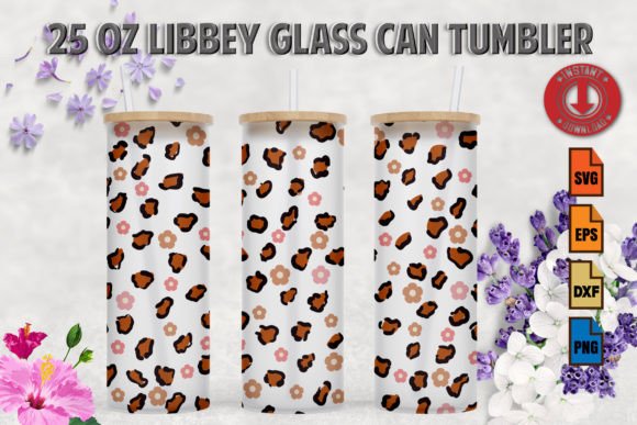 Flowre Leopard 25oz Frosted Tumbler SVG: Graphics & Print Templates