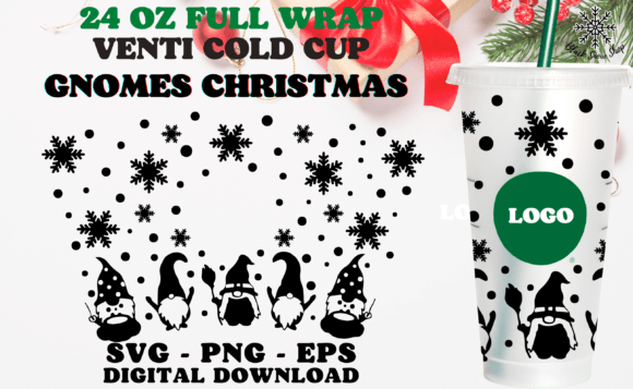 Gnomes Christmas Wrap Cold Cup SVG: Graphics for Crafts