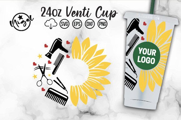 Hairdresser, Half Sunflower Cold Cup SVG: Crafts & Graphics