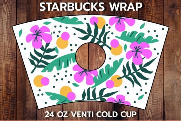 Hawaiian Flowers 24oz Cup SVG: Graphics for Crafts