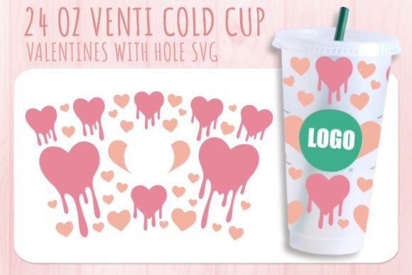 Heart Drip Valentine’s Cup SVG: Graphics for Crafts & Content