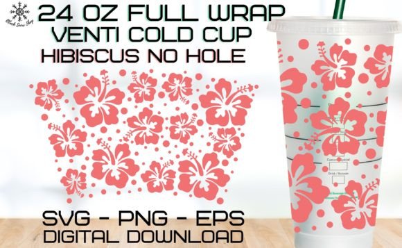 Hibiscus Wrap Venti Cold Cup SVG: Graphics for Crafts