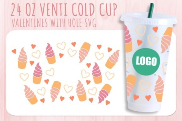 Ice Cream Valentine’s Cup SVG: Graphics for Crafts & Branding