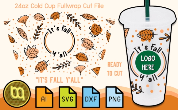 It’s Fall Y’all 24oz Cold Cup SVG Wrap: Graphics & Print Templates