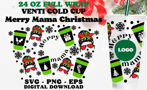 Merry Mama Christmas Wrap Cup SVG: Graphics for Crafts