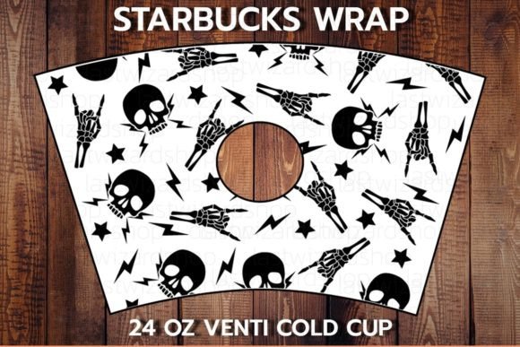 Rock Hand Skeleton 24oz Cup SVG for Crafts & Graphics