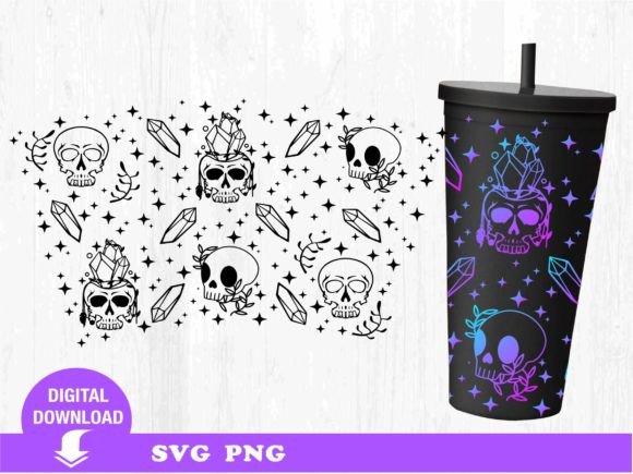 Skull SVG: Boho Tumbler Graphics & Print Templates