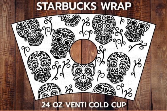 Sugar Skull 24oz Cold Cup SVG: Graphics for Crafts & Seasonal Branding