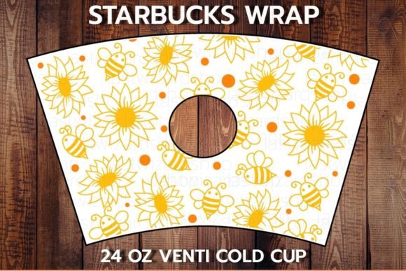 Sunflower and Bee 24oz Cup SVG: Graphics for Crafts