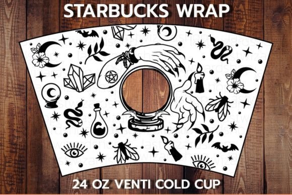 Witch Crystal Ball 24oz Cup SVG: Graphics & Print Templates